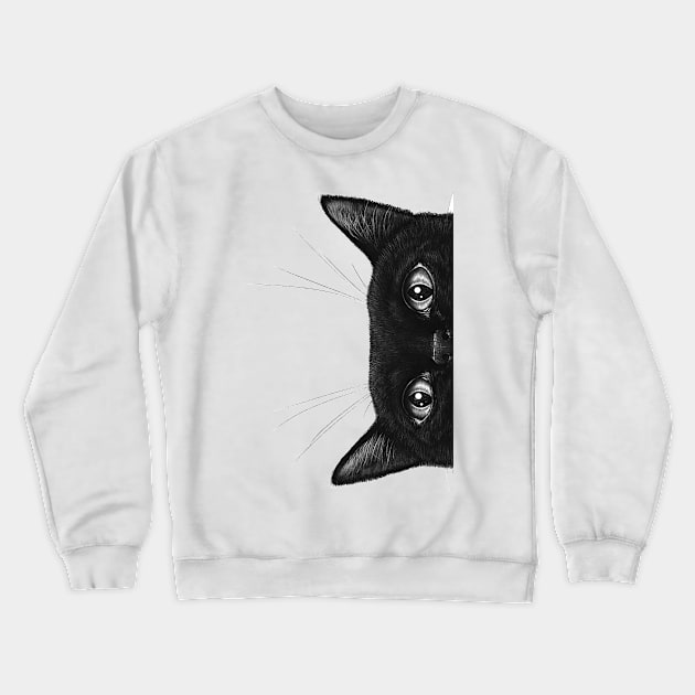 Black cat Crewneck Sweatshirt by johnsonmargarette